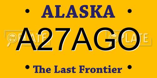 A27AGO Alaska License Plate