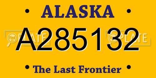 A285132 Alaska License Plate