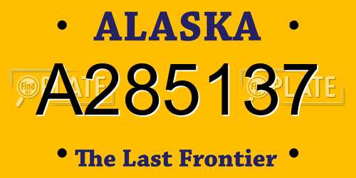 A285137 Alaska License Plate