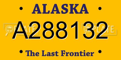 A288132 Alaska License Plate
