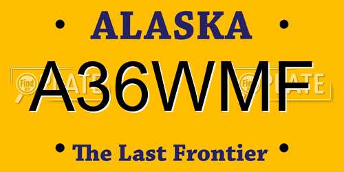A36WMF Alaska License Plate