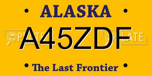 A45ZDF Alaska License Plate