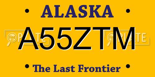 A55ZTM Alaska License Plate
