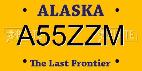 A55ZZM Alaska License Plate