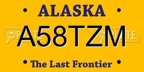 A58TZM Alaska License Plate