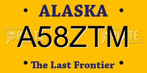 A58ZTM Alaska License Plate