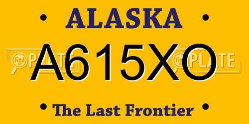 A615XO Alaska License Plate