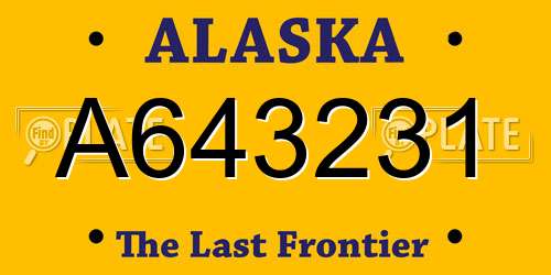A643231 Alaska License Plate
