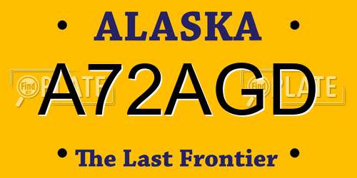 A72AGD Alaska License Plate