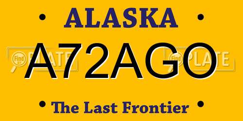 A72AGO Alaska License Plate