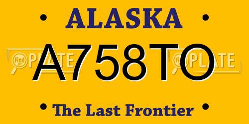 A758TO Alaska License Plate