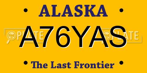 A76YAS Alaska License Plate