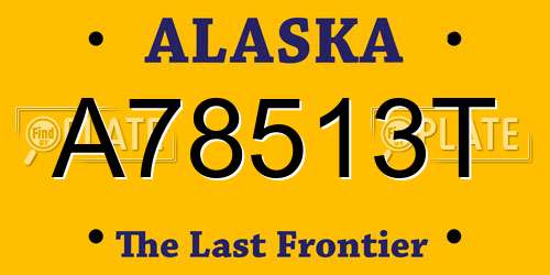 A78513T Alaska License Plate