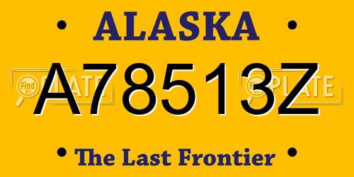 A78513Z Alaska License Plate