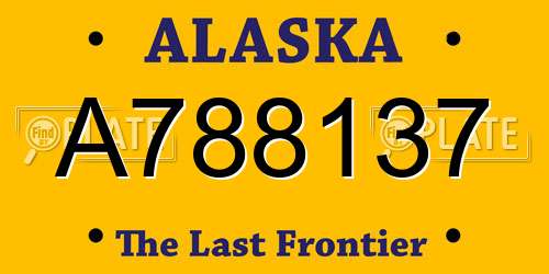 A788137 Alaska License Plate