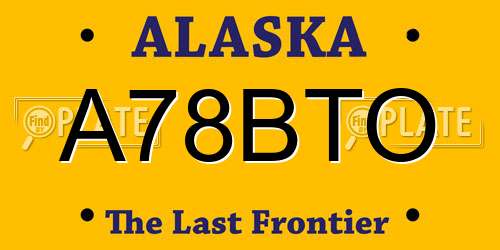 A78BTO Alaska License Plate
