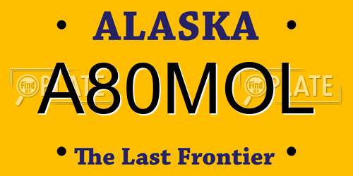 A80MOL Alaska License Plate