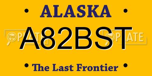 A82BST Alaska License Plate