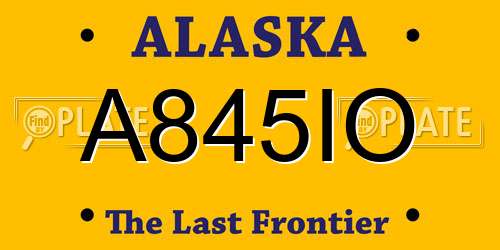A845IO Alaska License Plate