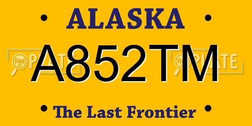 A852TM Alaska License Plate