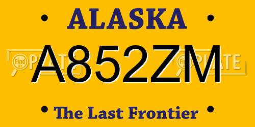 A852ZM Alaska License Plate