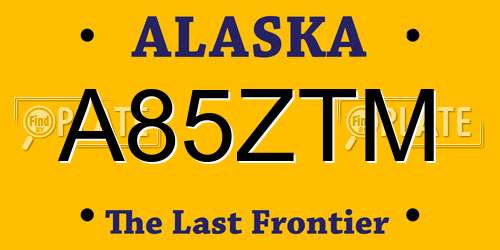 A85ZTM Alaska License Plate