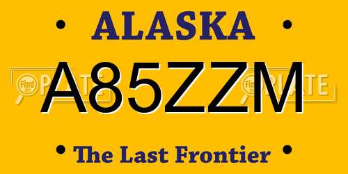 A85ZZM Alaska License Plate