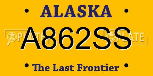 A862SS Alaska License Plate