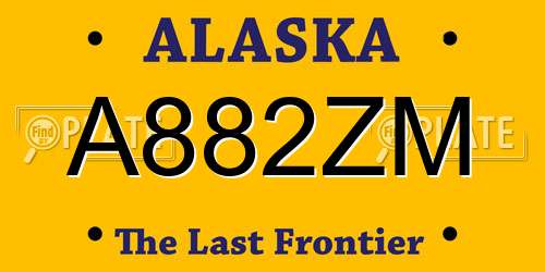 A882ZM Alaska License Plate