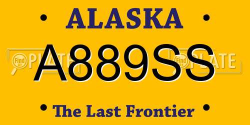 A889SS Alaska License Plate