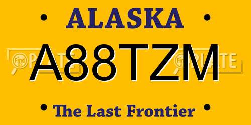 A88TZM Alaska License Plate