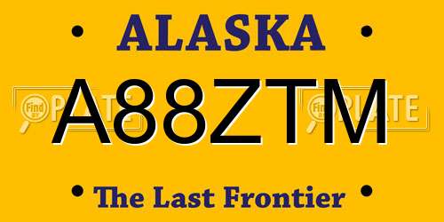 A88ZTM Alaska License Plate
