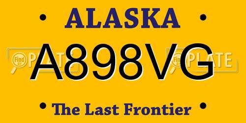A898VG Alaska License Plate
