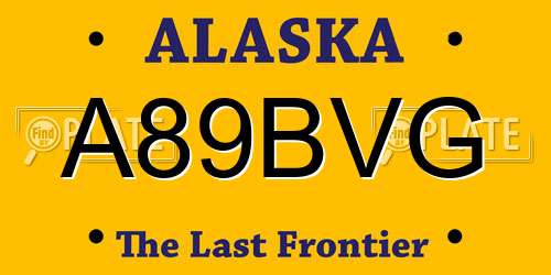 A89BVG Alaska License Plate