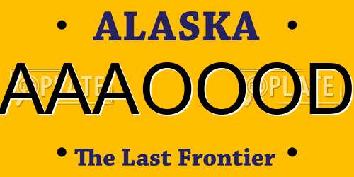 AAAOOOD Alaska License Plate