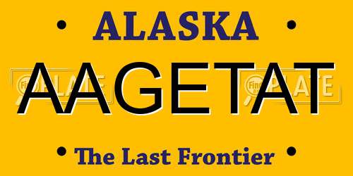 AAGETAT Alaska License Plate