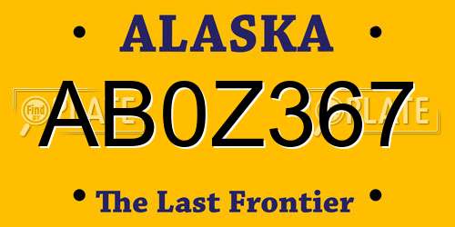 AB0Z367 Alaska License Plate