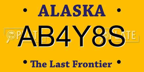 AB4Y8S Alaska License Plate