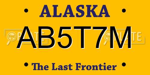AB5T7M Alaska License Plate