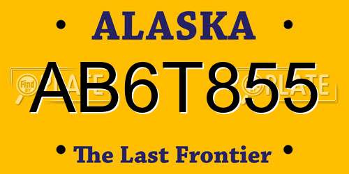 AB6T855 Alaska License Plate