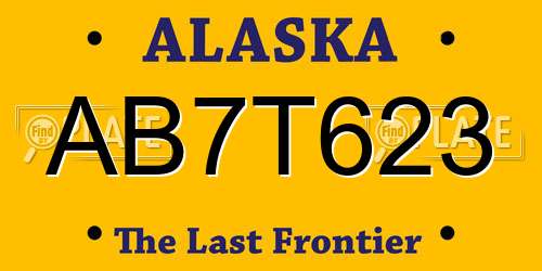 AB7T623 Alaska License Plate