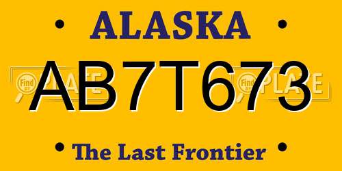 AB7T673 Alaska License Plate