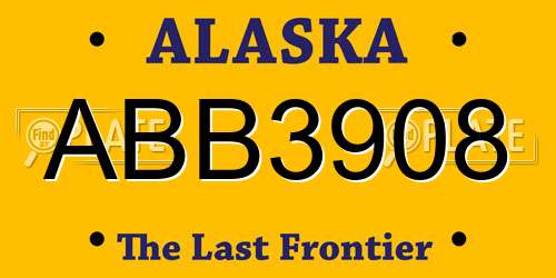 ABB3908 Alaska License Plate