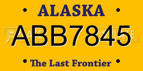 ABB7845 Alaska License Plate