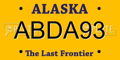 ABDA93 Alaska License Plate