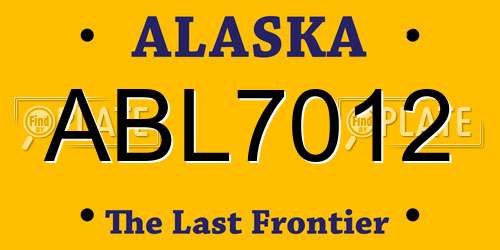 ABL7012 Alaska License Plate