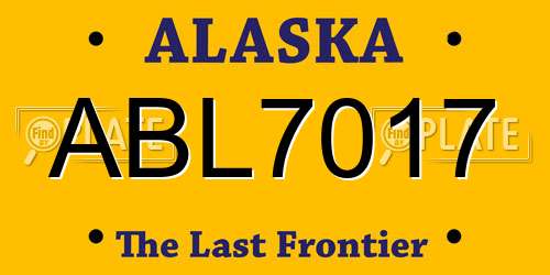 ABL7017 Alaska License Plate