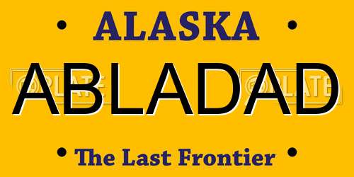 ABLADAD Alaska License Plate