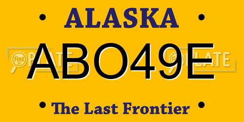 ABO49E Alaska License Plate