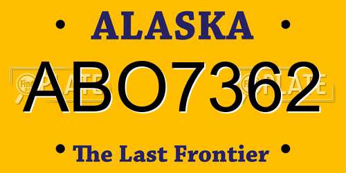 ABO7362 Alaska License Plate